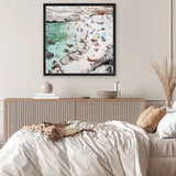 Shop Salento Beach Day Swims II (Square) Photo Canvas Art Print-Amalfi Coast Italy, Blue, Coastal, Green, Neutrals, Photography, Photography Canvas Prints, Square, View All-framed wall decor artwork