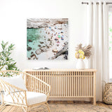 Shop Salento Beach Day Swims II (Square) Photo Canvas Art Print-Amalfi Coast Italy, Blue, Coastal, Green, Neutrals, Photography, Photography Canvas Prints, Square, View All-framed wall decor artwork