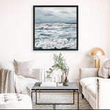 Shop Evening Swell (Square) Canvas Art Print-Blue, Coastal, Grey, Square, View All-framed wall decor artwork