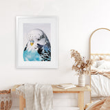 Shop Henry The Budgerigar Art Print-Animals, Birds, Blue, Portrait, Rectangle, View All-framed painted poster wall decor artwork