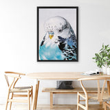 Shop Henry The Budgerigar Canvas Art Print-Animals, Birds, Blue, Portrait, Rectangle, View All-framed wall decor artwork