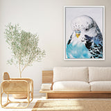 Shop Henry The Budgerigar Canvas Art Print-Animals, Birds, Blue, Portrait, Rectangle, View All-framed wall decor artwork