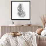 Shop Feather (Square) Canvas Art Print-Birds, Grey, Scandinavian, Square, View All, White-framed wall decor artwork