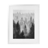 Shop Misty Forest Art Print-Black, Botanicals, Grey, Nature, Portrait, Rectangle, View All-framed painted poster wall decor artwork