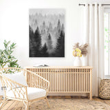 Shop Misty Forest Canvas Art Print-Black, Botanicals, Grey, Nature, Portrait, Rectangle, View All-framed wall decor artwork