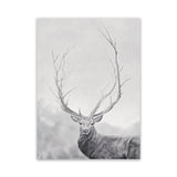 Shop Winter Elk Canvas Art Print-Animals, Black, Grey, Hamptons, Nature, Portrait, Rectangle, View All-framed wall decor artwork