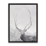 Shop Winter Elk Canvas Art Print-Animals, Black, Grey, Hamptons, Nature, Portrait, Rectangle, View All-framed wall decor artwork