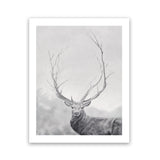 Shop Winter Elk Art Print-Animals, Black, Grey, Hamptons, Nature, Portrait, Rectangle, View All-framed painted poster wall decor artwork