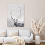 Shop Winter Elk Canvas Art Print-Animals, Black, Grey, Hamptons, Nature, Portrait, Rectangle, View All-framed wall decor artwork