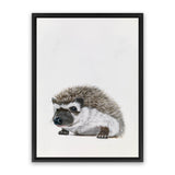 Shop Baby Hedgehog Canvas Art Print-Animals, Baby Nursery, Brown, Neutrals, Portrait, Rectangle, View All-framed wall decor artwork