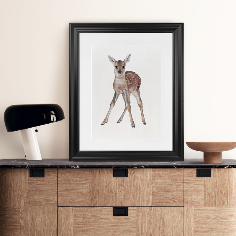 Shop Baby Deer Art Print-Animals, Baby Nursery, Brown, Portrait, View All-framed painted poster wall decor artwork