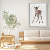 Shop Baby Deer Canvas Art Print-Animals, Baby Nursery, Brown, Portrait, View All-framed wall decor artwork