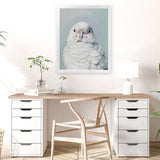 Shop Milly The Umbrella Cockatoo Art Print-Animals, Birds, Blue, Portrait, Rectangle, View All, White-framed painted poster wall decor artwork