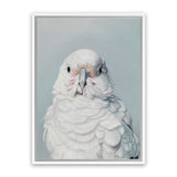 Shop Milly The Umbrella Cockatoo Canvas Art Print-Animals, Birds, Blue, Portrait, Rectangle, View All, White-framed wall decor artwork