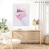 Shop Matilda The Major Mitchell Cockatoo Canvas Art Print-Animals, Birds, Pink, Portrait, Rectangle, View All-framed wall decor artwork