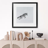 Shop Snow Fox (Square) Art Print-Animals, Baby Nursery, Grey, Neutrals, Scandinavian, Square, View All-framed painted poster wall decor artwork