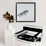 Shop Snow Fox (Square) Art Print-Animals, Baby Nursery, Grey, Neutrals, Scandinavian, Square, View All-framed painted poster wall decor artwork