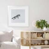 Shop Snow Fox (Square) Art Print-Animals, Baby Nursery, Grey, Neutrals, Scandinavian, Square, View All-framed painted poster wall decor artwork