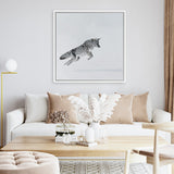 Shop Snow Fox (Square) Canvas Art Print-Animals, Baby Nursery, Grey, Neutrals, Scandinavian, Square, View All-framed wall decor artwork