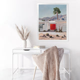 Shop Palm Springs Doorway 4 Art Print-Blue, Boho, Coastal, Nature, Orange, Portrait, Tropical, View All-framed painted poster wall decor artwork