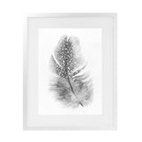 Shop Feather Art Print-Birds, Grey, Portrait, Rectangle, Scandinavian, View All, White-framed painted poster wall decor artwork