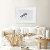 Shop Snow Fox Art Print-Animals, Grey, Horizontal, Landscape, Neutrals, Rectangle, Scandinavian, View All-framed painted poster wall decor artwork