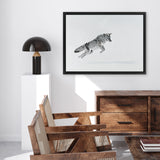 Shop Snow Fox Canvas Art Print-Animals, Grey, Horizontal, Landscape, Neutrals, Rectangle, Scandinavian, View All-framed wall decor artwork