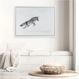 Shop Snow Fox Canvas Art Print-Animals, Grey, Horizontal, Landscape, Neutrals, Rectangle, Scandinavian, View All-framed wall decor artwork