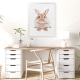 Shop Baby Rabbit II Art Print-Animals, Baby Nursery, Brown, Neutrals, Portrait, View All-framed painted poster wall decor artwork