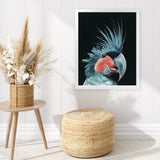 Shop Frankie The Palm Cockatoo Art Print-Animals, Baby Nursery, Birds, Black, Blue, Portrait, Rectangle, View All-framed painted poster wall decor artwork