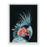 Shop Frankie The Palm Cockatoo Canvas Art Print-Animals, Baby Nursery, Birds, Black, Blue, Portrait, Rectangle, View All-framed wall decor artwork