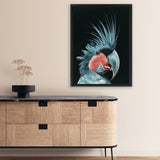 Shop Frankie The Palm Cockatoo Canvas Art Print-Animals, Baby Nursery, Birds, Black, Blue, Portrait, Rectangle, View All-framed wall decor artwork