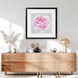 Shop Pink Peony (Square) Art Print-Botanicals, Florals, Grey, Pink, Square, View All-framed painted poster wall decor artwork