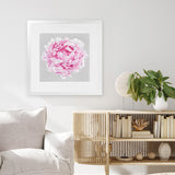 Shop Pink Peony (Square) Art Print-Botanicals, Florals, Grey, Pink, Square, View All-framed painted poster wall decor artwork