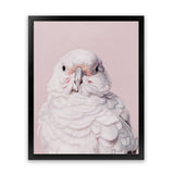 Shop Milly The Umbrella Cockatoo - Pink Art Print-Animals, Baby Nursery, Birds, Pink, Portrait, View All-framed painted poster wall decor artwork