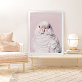 Shop Milly The Umbrella Cockatoo - Pink Art Print-Animals, Baby Nursery, Birds, Pink, Portrait, View All-framed painted poster wall decor artwork