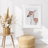Shop Baby Deer II Art Print-Animals, Brown, Portrait, View All-framed painted poster wall decor artwork