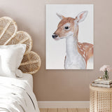 Shop Baby Deer II Canvas Art Print-Animals, Brown, Portrait, View All-framed wall decor artwork