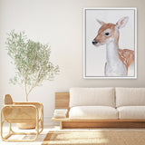 Shop Baby Deer II Canvas Art Print-Animals, Brown, Portrait, View All-framed wall decor artwork
