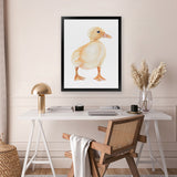 Shop Baby Duckling Art Print-Animals, Baby Nursery, Birds, Portrait, Rectangle, View All, Yellow-framed painted poster wall decor artwork