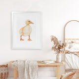 Shop Baby Duckling Art Print-Animals, Baby Nursery, Birds, Portrait, Rectangle, View All, Yellow-framed painted poster wall decor artwork