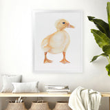 Shop Baby Duckling Art Print-Animals, Baby Nursery, Birds, Portrait, Rectangle, View All, Yellow-framed painted poster wall decor artwork