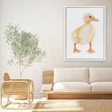 Shop Baby Duckling Canvas Art Print-Animals, Baby Nursery, Birds, Portrait, Rectangle, View All, Yellow-framed wall decor artwork
