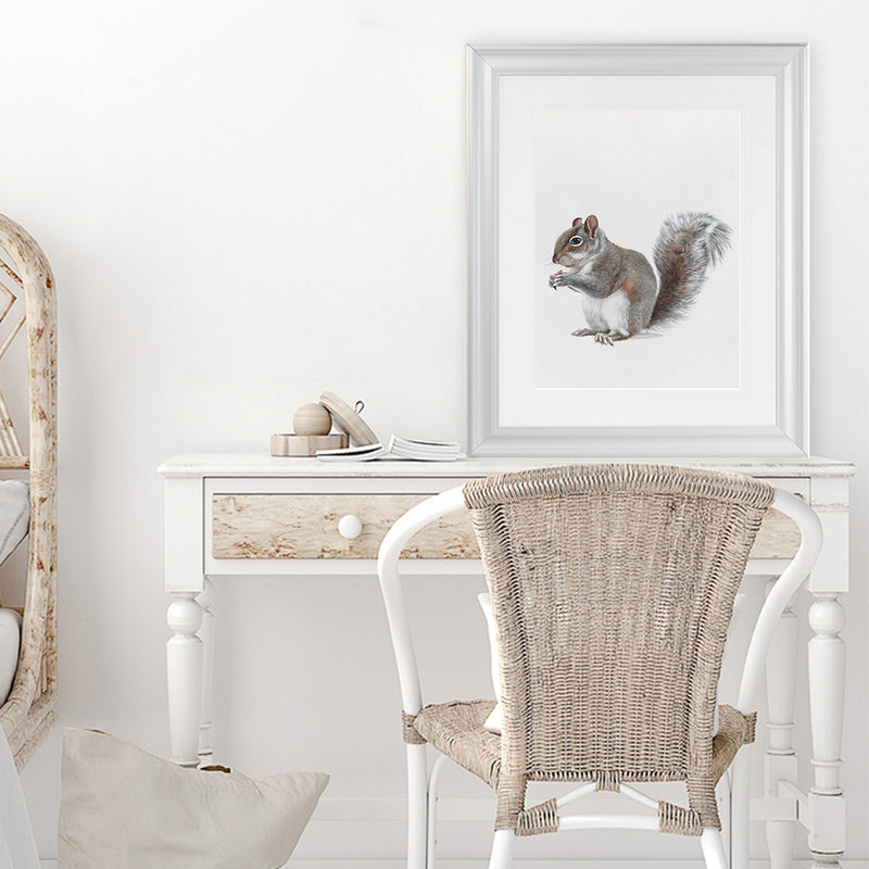 Shop Baby Squirrel Art Print-Animals, Baby Nursery, Grey, Portrait, View All-framed painted poster wall decor artwork