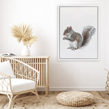 Shop Baby Squirrel Canvas Art Print-Animals, Baby Nursery, Grey, Portrait, View All-framed wall decor artwork
