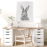 Shop Baby Rabbit III Art Print-Animals, Baby Nursery, Grey, Portrait, View All-framed painted poster wall decor artwork