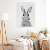 Shop Baby Rabbit III Canvas Art Print-Animals, Baby Nursery, Grey, Portrait, View All-framed wall decor artwork