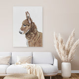 Shop Baby Donkey Canvas Art Print-Animals, Brown, Portrait, View All-framed wall decor artwork