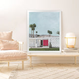 Shop Palm Springs Doorway 5 Art Print-Blue, Boho, Botanicals, Coastal, Green, Portrait, Tropical, View All-framed painted poster wall decor artwork