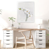 Shop White Orchid Stems Art Print-Botanicals, Florals, Portrait, Rectangle, View All, White-framed painted poster wall decor artwork